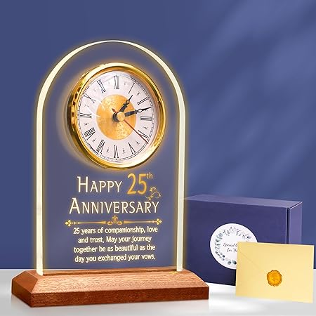 OkiyiD 60th Anniversary Wedding Gift, Anniversary Quartz Clock, Desk Table Clock, 60 Years of Marriage, Diamond Wedding for Couple, Parents, main image 0