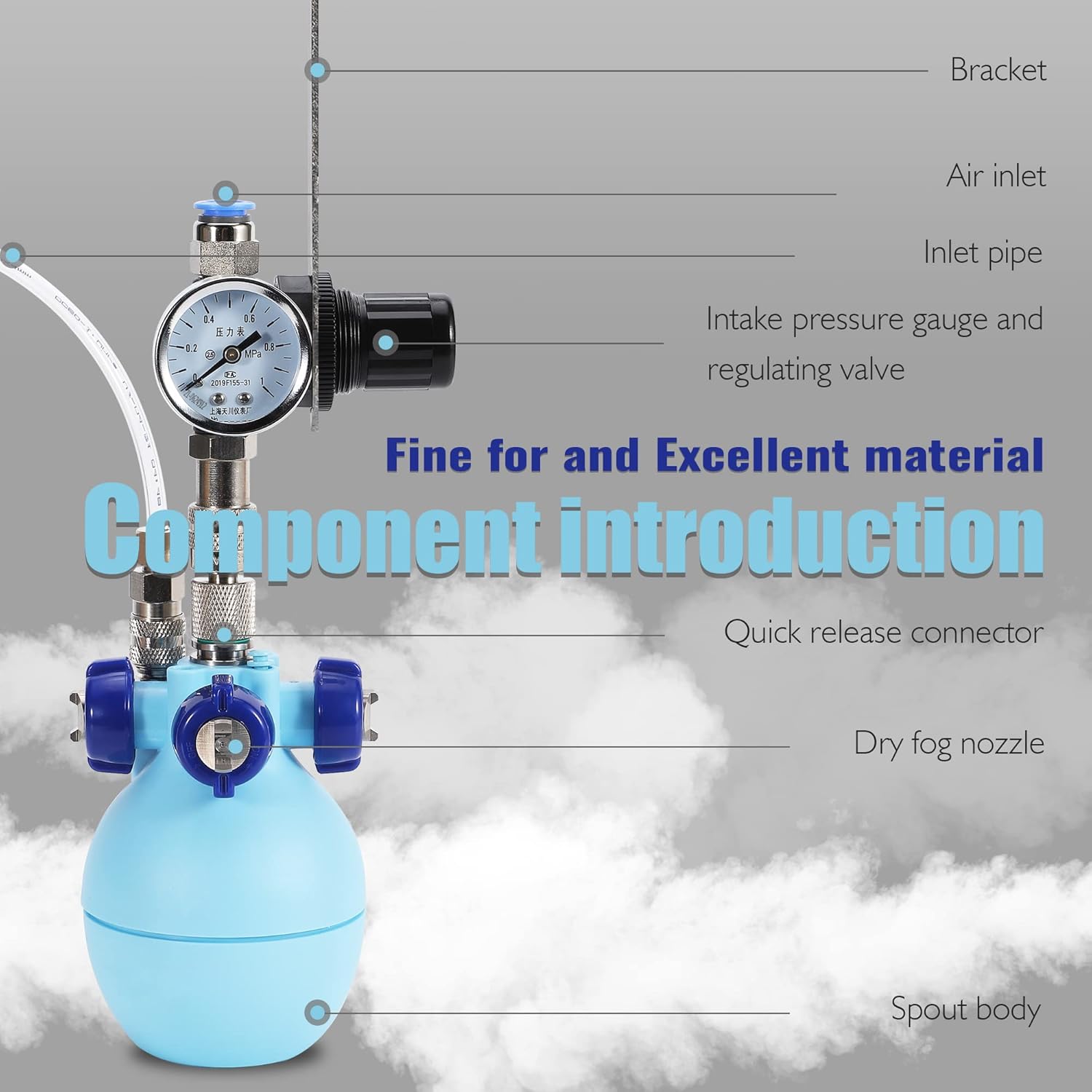 Hanchen Industrial Humidifier Large Fog Volume Static Removal Dust Removal Electronic Textile Plant Constant Humidity Dry Fog Humidifier Atomizer (10 Micron 2nd Generation (Blue) Low air Consumption) : Appliances