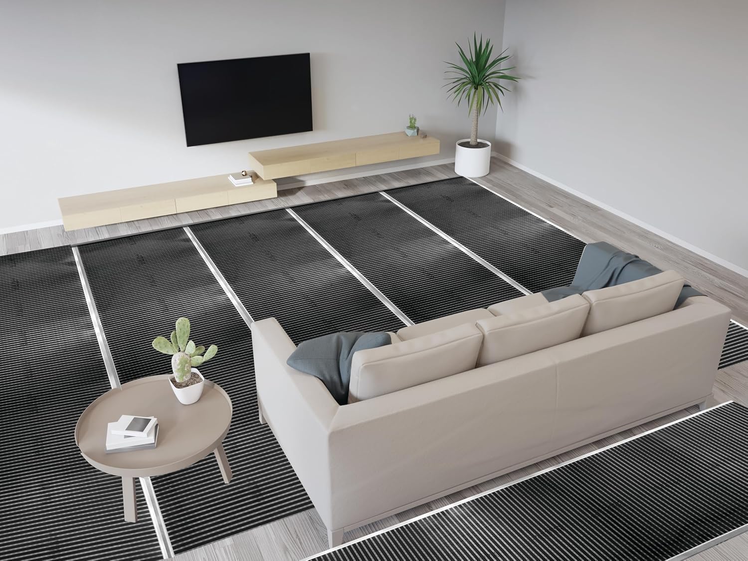 QuietWarmth 3' x 16'-8" Film Floating Radiant Floor Heating Mat for Below Laminate, Wood, Luxury Vinyl Floating Flooring- Cuttable Mat (QWARM3x166F120) 120V