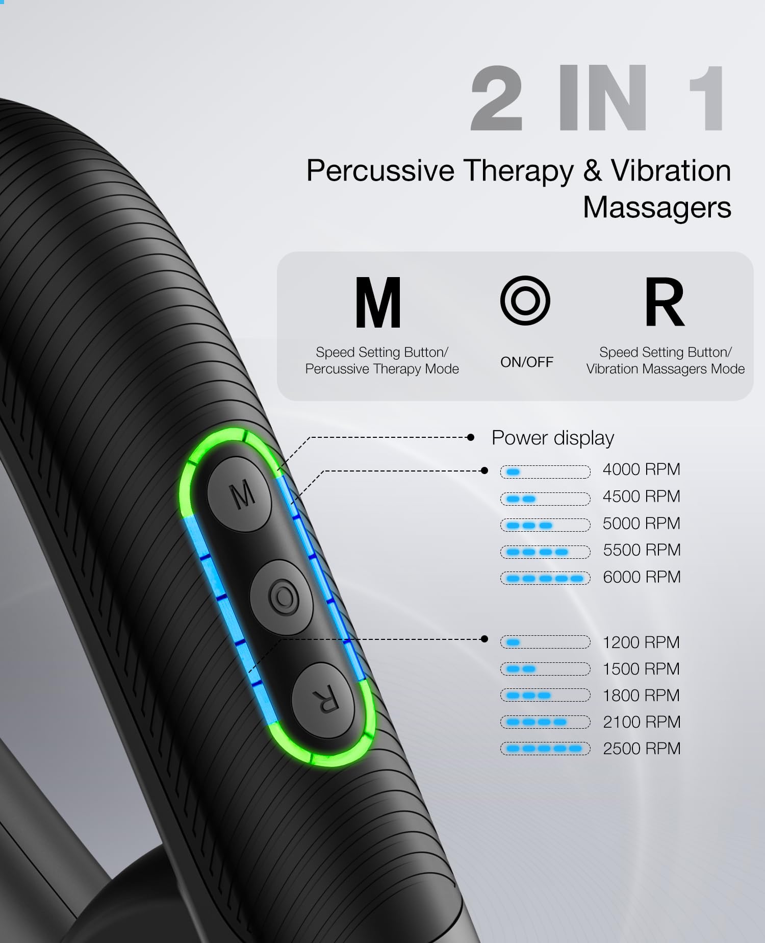 HYAKO R3 Pro - Pistola de masaje 3 en 1 de 16 mm de amplitud + terapia de vibración de alta frecuencia - Pistola de masaje muscular de tejido profundo, alivia el dolor musculoesquelético de todo el
