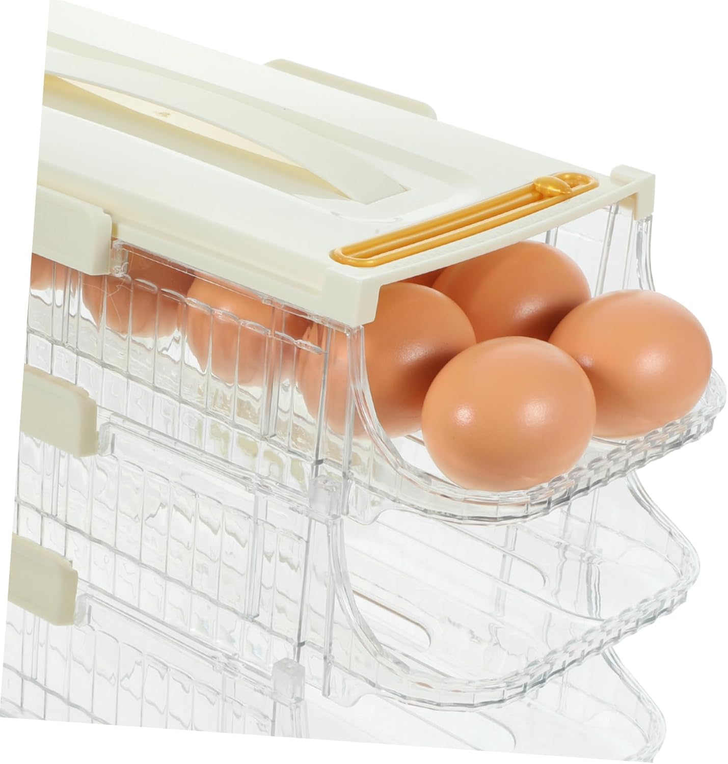 Operitacx Fridge Holder Automatic Rolling Storage Tray Organizer for Refrigerator Holds Space-saving Design Smooth Edges for Easy Access and Freshness