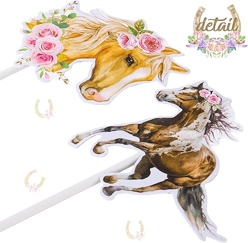 Miniatura 6 de 36 decoraciones para cupcakes de caballo, decoración de fiesta de cumpleaños de vaquera occidental, decoraciones para cupcakes de cumpleaños de