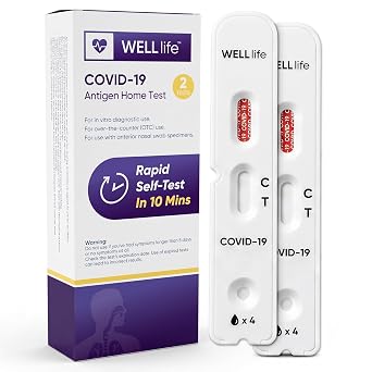 WELLlife COVID-19 Antigen Home Test, Covid Test 2 Pack, Results in 10 Mins | OTC Non-Invasive Nasal Swab Test, Suitable for Aged 2 and Up, Ideal for Family, School, Workplace and Travel Screening