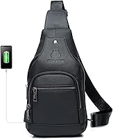 Vista 136 de LUKZIJAES Bolso bandolera de cuero genuino para hombre marrón (#1-Brown)