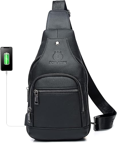 Miniatura 136 de LUKZIJAES Bolso bandolera de cuero genuino para hombre marrón (#1-Brown)