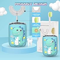 Vista 12 de GASLIKE Kids Toothbrush Electric, U Shaped Ultrasonic Automatic Toothbrush with 2 Brush Heads, Six Cleaning Modes, Cartoon Modeling Design for Kids