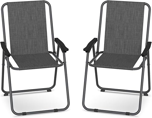 UDPATIO Juego de 2 sillas plegables de comedor, sillas plegables ligeras que pesan solo 5.7 libras, silla de patio portátil con marco de acero