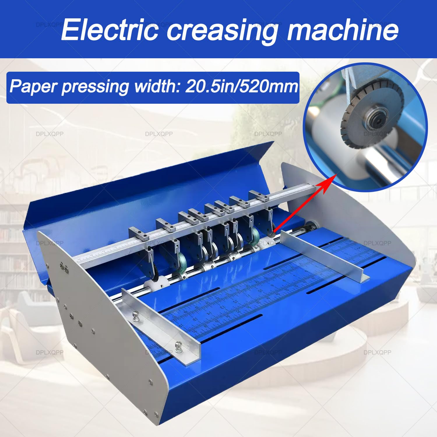 Máquina de plegado eléctrica 3 en 1, perforadora y cortador de línea punteada, ancho máximo de papel de 520 mm para invitaciones, tarjetas, menús, creaser de escritorio para pequeñas empresas y