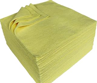 Edgeless Microfiber Cleaning Cloths – Bulk Car Detailing Towels for Washing and Drying (300 GSM, 12 x 12 Inches, Yellow, 50 Pack)
