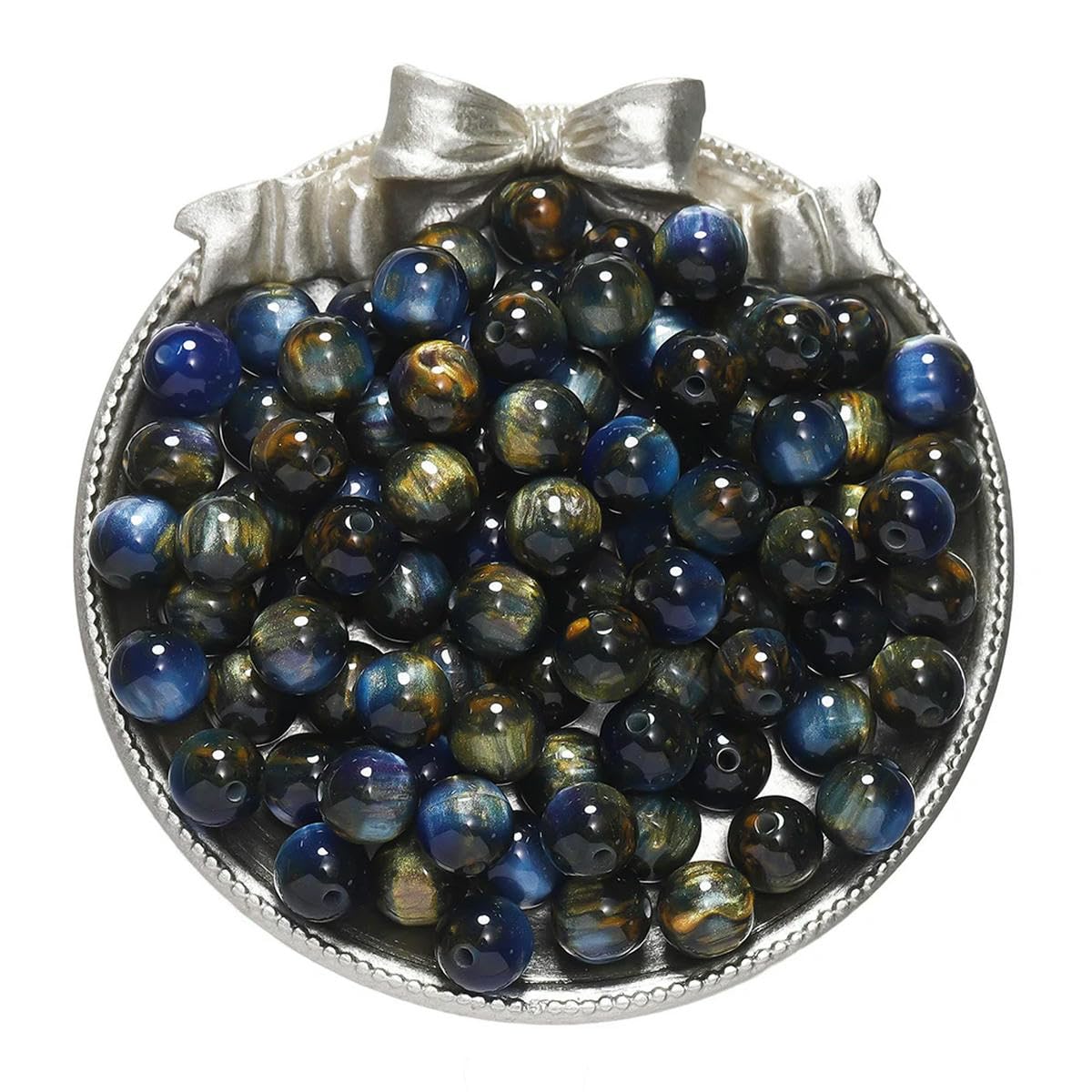 HUIOYG 20-50pcs Glitter Round Resin Bead Beads for DIY Necklace Bracelet Jewelry