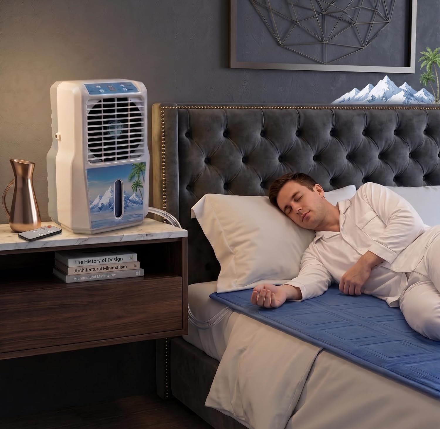 Water Circulating Cooling Mattress Pad, Bed Cooling System for Hot Sleepers, Chiller Mat with Remote, 4 Levels & 1-9H Timer (Full/Queen Size (55"x63"))