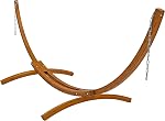 Sunnydaze Curved Wood Hammock Stand Only - 2-Person Wooden Hammock Stand for Outside with 400-Pound Capacity- 13-Foot