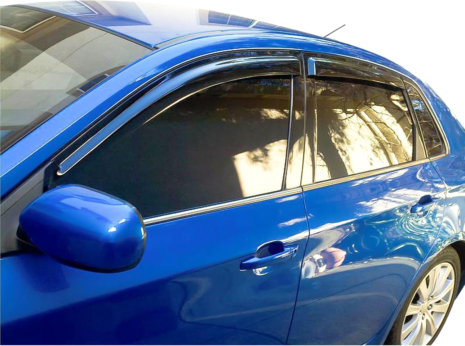 FREEMOTOR802 Tape-on Window Deflectors Fits 2008-2011 Subaru Impreza & 2008-2014 Subaru WRX & WRX STI, Rain Guards Side Window Visors Wind Deflectors Vent Visors Smoke Tinted Acrylic 4 Pieces