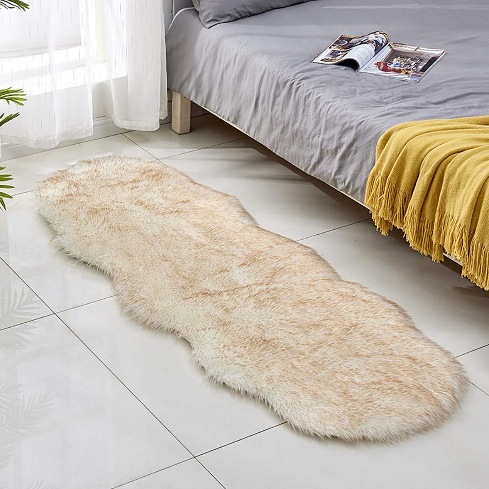 Faux Peau de Mouton en Laine Tapis, synthétique Fourrure d'agneau et Peau de Mouton, Man-Made Luxe Laine Tapis de Canapé Coussin - de Couleur et Taille différentes (60x180CM)