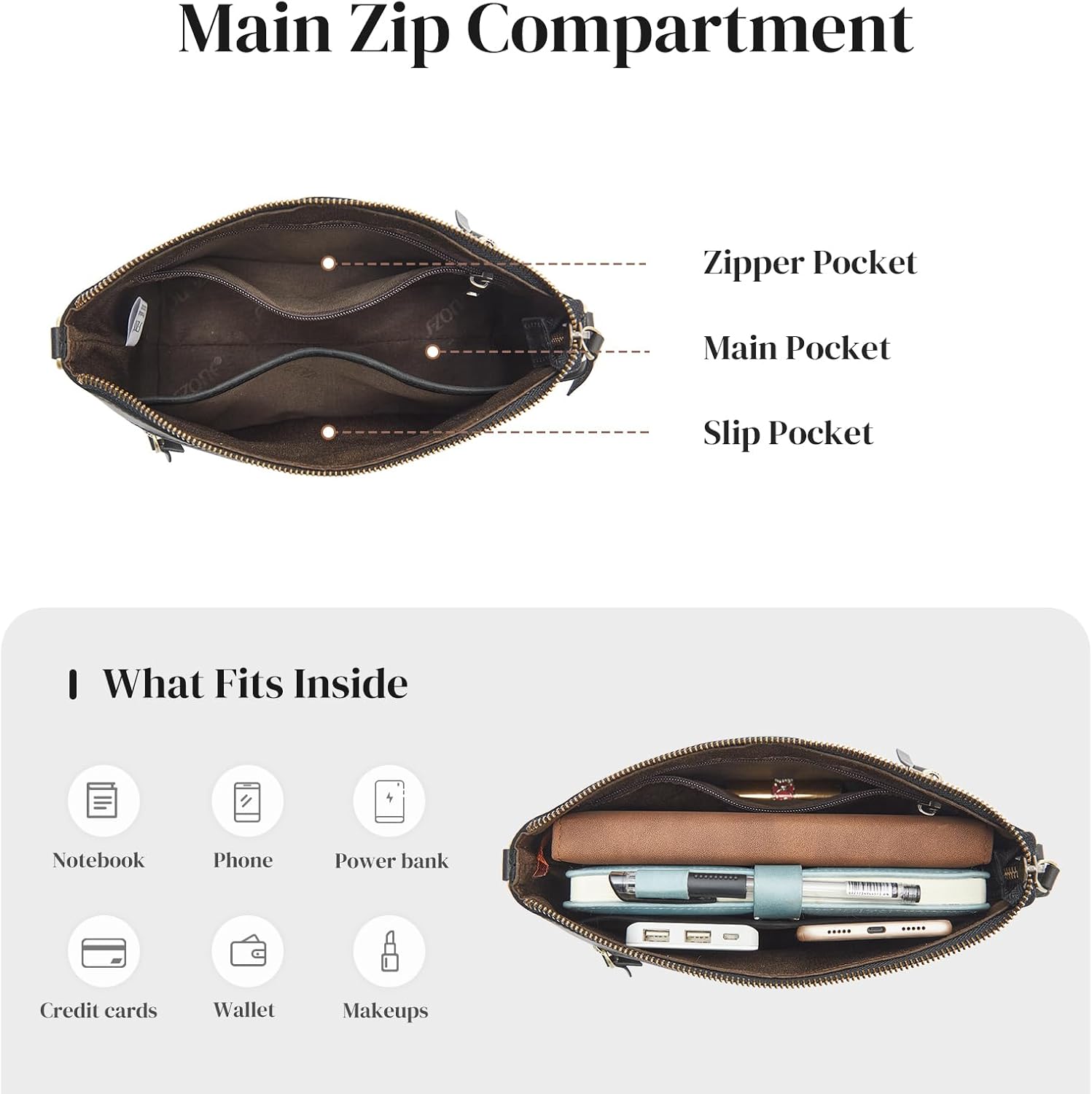 S-ZONE Crossbody Bags for Women Trendy Genuine Leather Small Shoulder Bag Purses with Wide Strap - Image 5