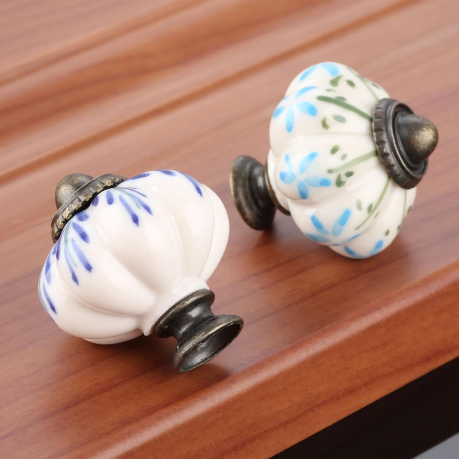1pc Pull Knob Hand Painted Pumpkin Ceramic Knobs Door Furniture Box Handle Pulls Home Decoration 38 * 33mm - (Color: D)