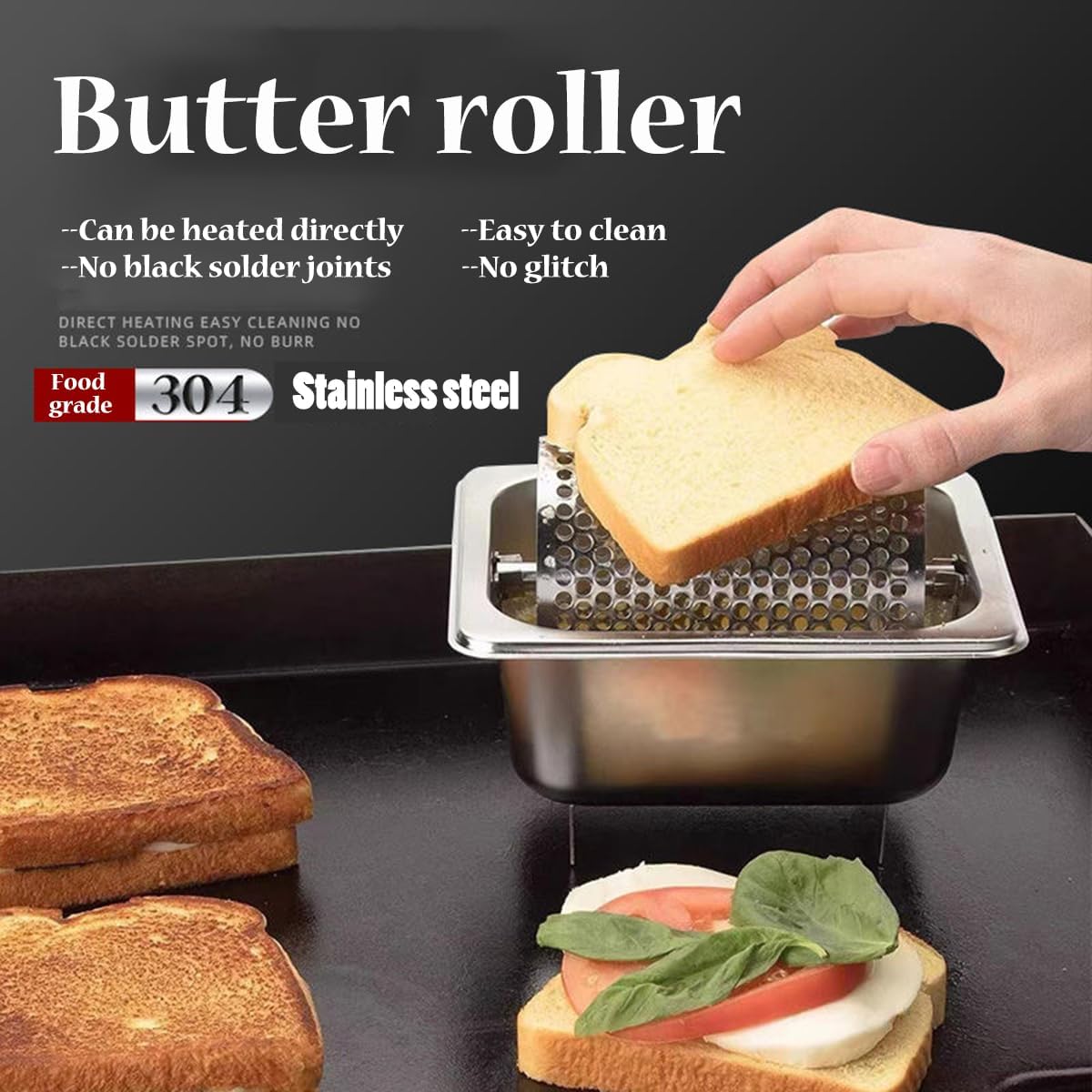 Stainless Steel Butter Spreader Wheel, 36oz Capacity Butter Roller With Removable Design - Saves 95% Butter, Perfect For Home, Burger Shops, Bakeries