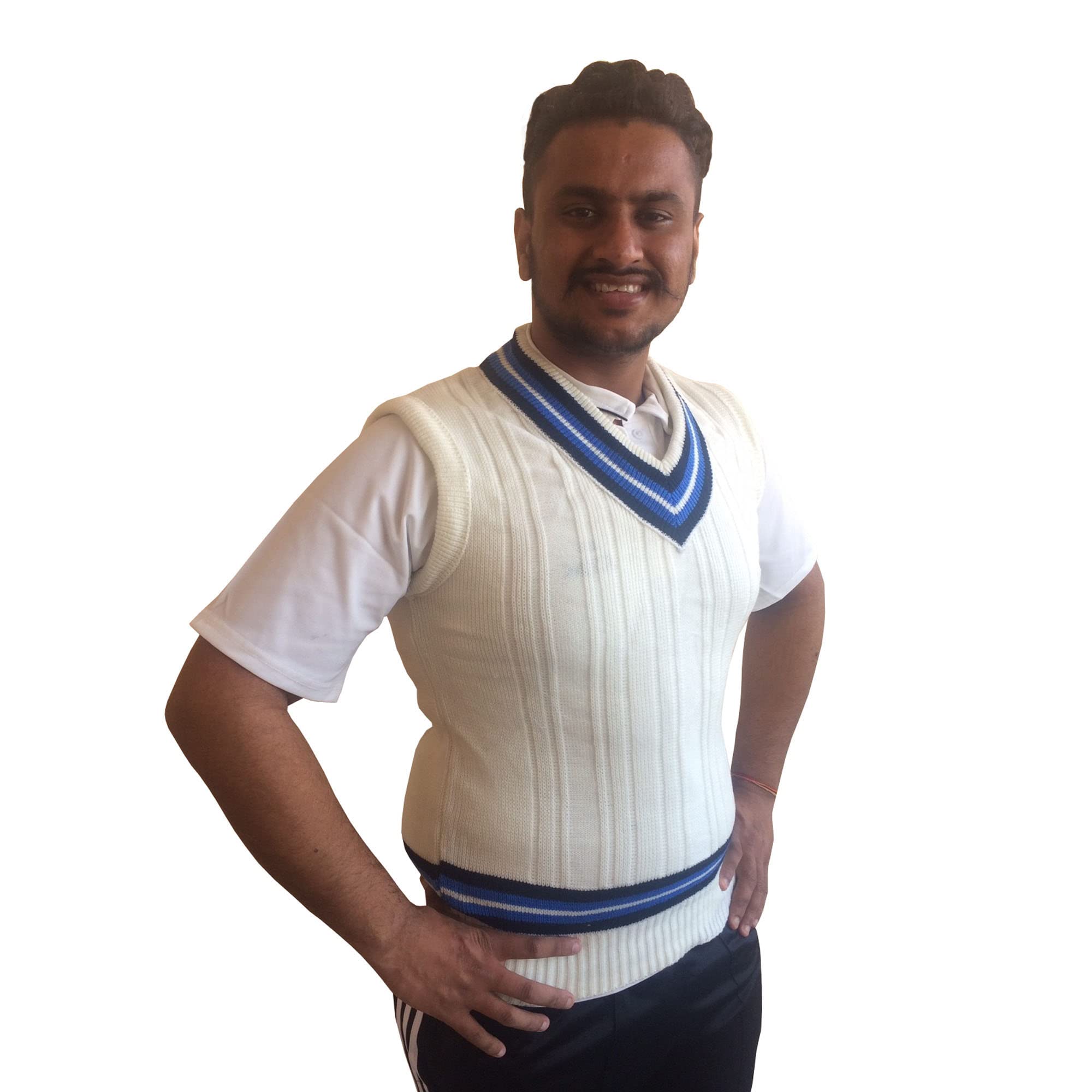 Test Match Sweater Sleeve Less (Small) White