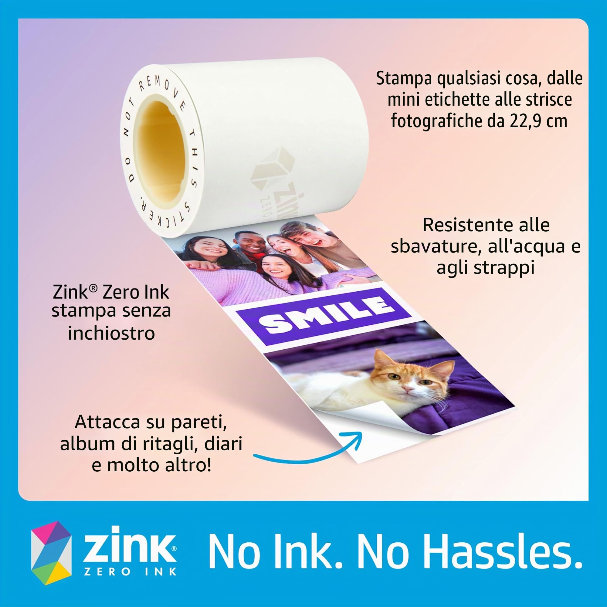 HP Sprocket Panorama Pacchetto artigianale portatile istantaneo per etichette a colori e stampante fotografica (rosa) con custodia, rotolo Zink, album fotografico, pennarelli, forbici