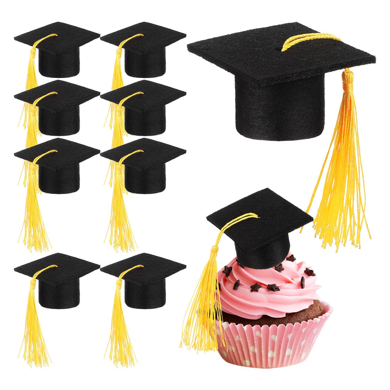 Mini gorras de graduación con borlas HEMOTON para evitar adornos caseros que se caen 8