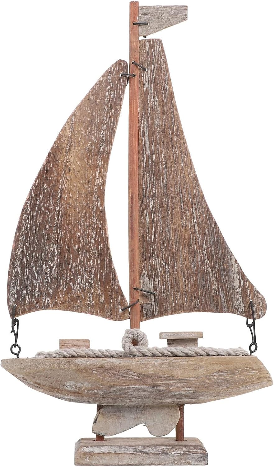 SEWACC Boat Ornaments: Wood Sail Boat Decorative Sculpture Home Decor Statue Table Top Decorations for Living Room Centerpiece and Beach Decorations
