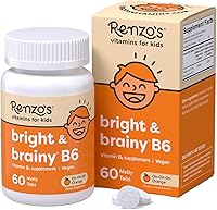 Vista 1 de Renzo's Bright & Brainy Vitamina B6, Vitamina Soluble para Niños B6, 60 Comprimidos Disolventes Sin Azúcar, Sabor a Naranja Oh Oh Oh