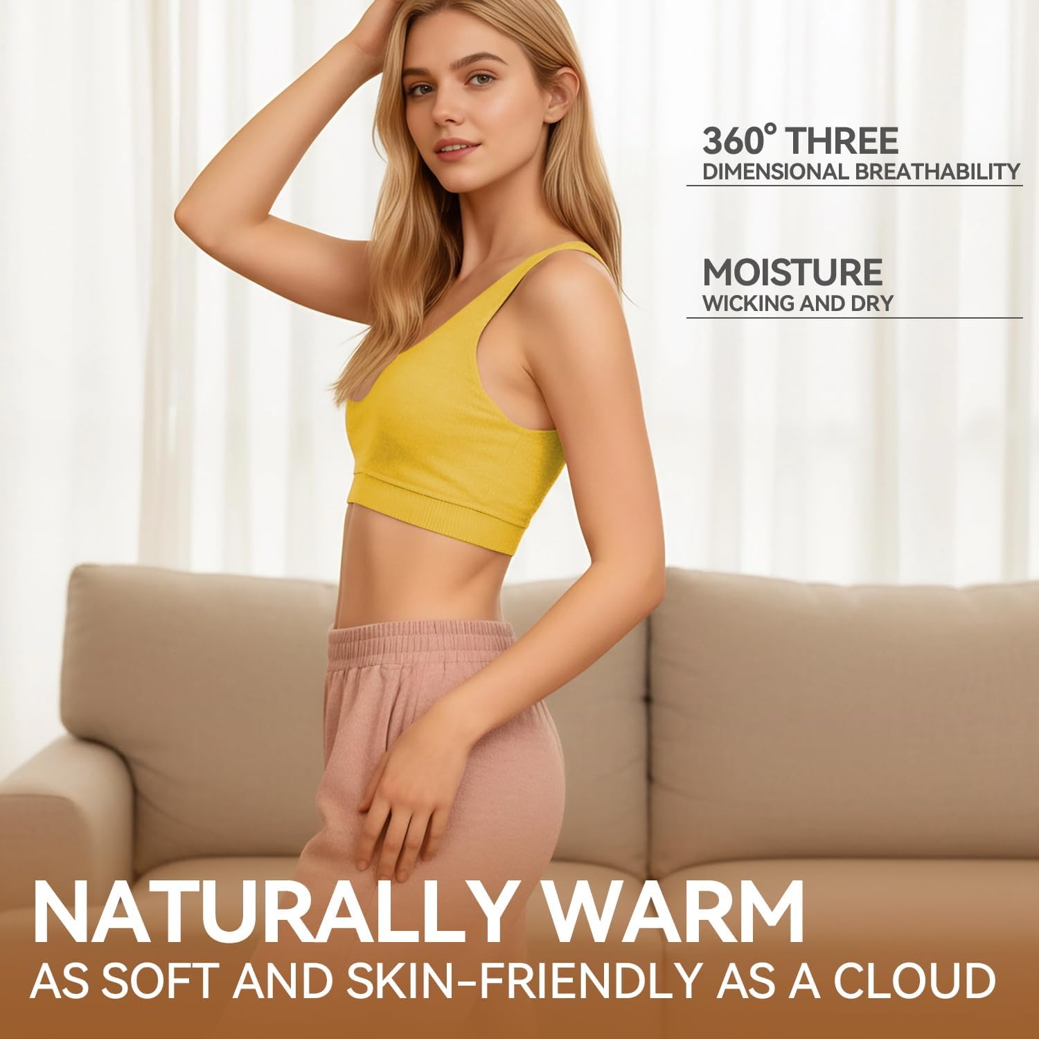 Women's 100% Merino Wool Sports Bra, Soft Seamless Yoga Bra for Workout, Hiking, and Daily Wear. - Image 5