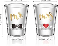 Patelai Mr and Mrs Arany Esküvői Pálinkás Pohár Szett - 2 db Elegáns Üveg Pohár Párnak, Nászajándék, Eljegyzési Ajándék, Évfordulóra, 60ml 2