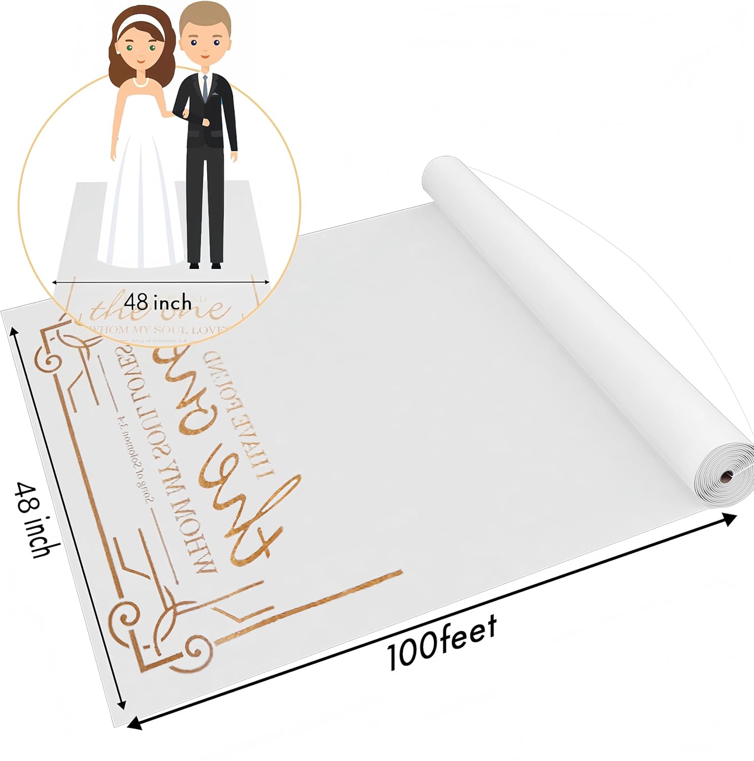 Thickened Aisle Runner for Wedding CeremonyFeet White Aisle Runner Walkway for Indoor Outdoor Wedding Church Decorations ，Halloween Parties can Also use a Carpet，50g(Gold, 4x100Feet)