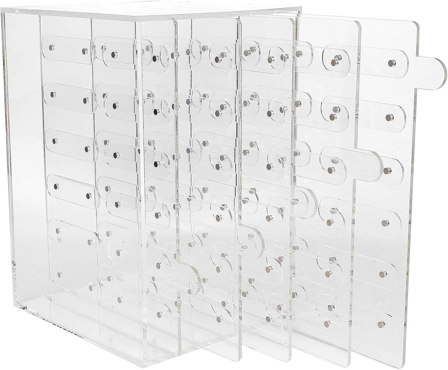 Nail Art Display Stand Acrylic 5 Layers 60 Grids Removable Magnetic Adsorption Desktop Rack, Manicure Color Card Holder with Anti - Skid Base for Salon or Home Use