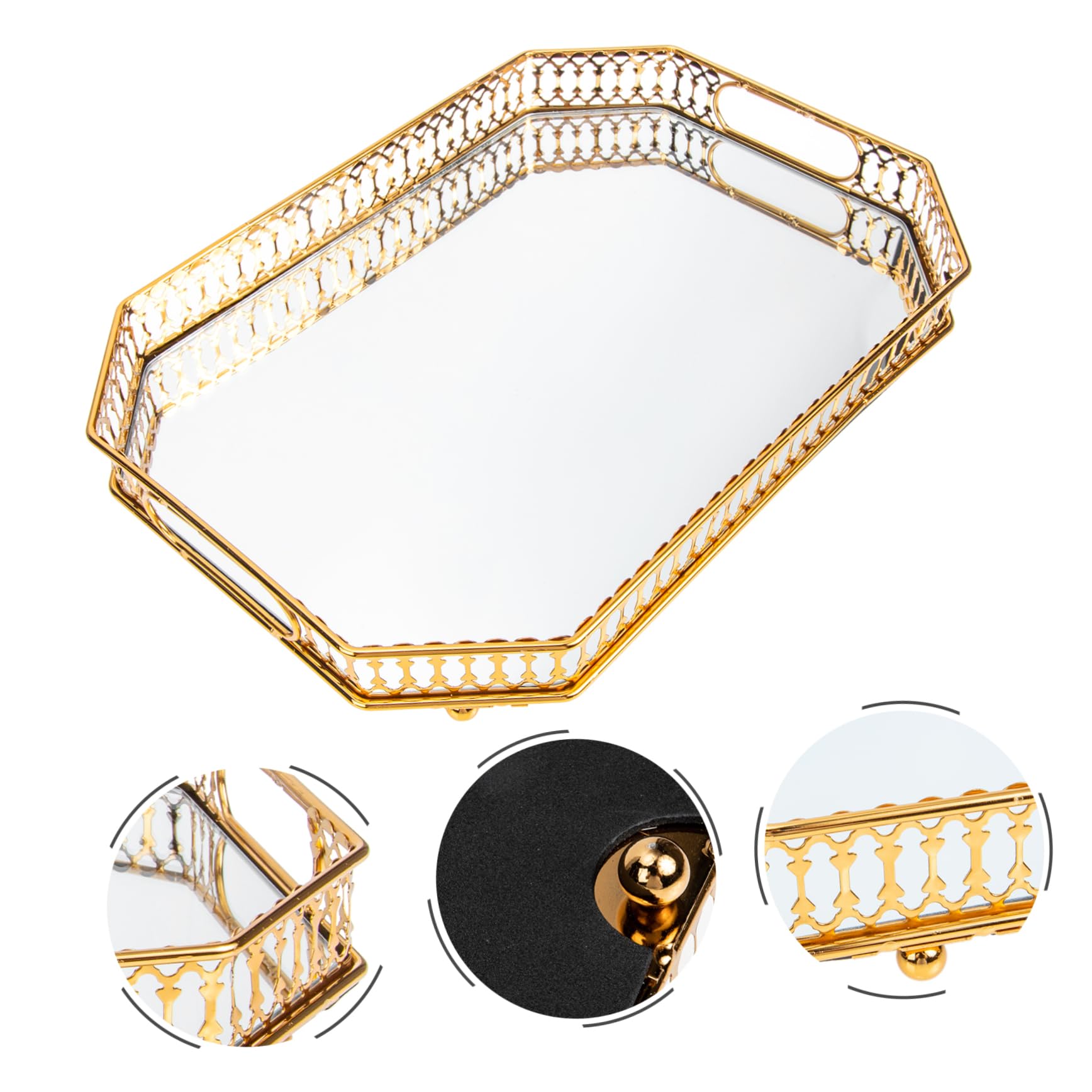 Plateau de Rangement pour Articles Divers en Métal et Verre