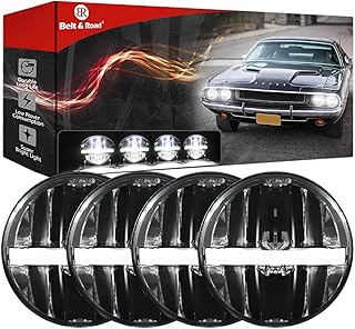 5 3/4 5.75 Inch LED Headlights 4PCS DRL H4 Projector for Chevrolet Chevelle,Impala,El Caminos,BMW E30,BUICK SKYLARK,Ford Galaxie 500,Pontiac Firebird, GTO,Gran Torino 1974, P-eterbilt Semi 349 359
