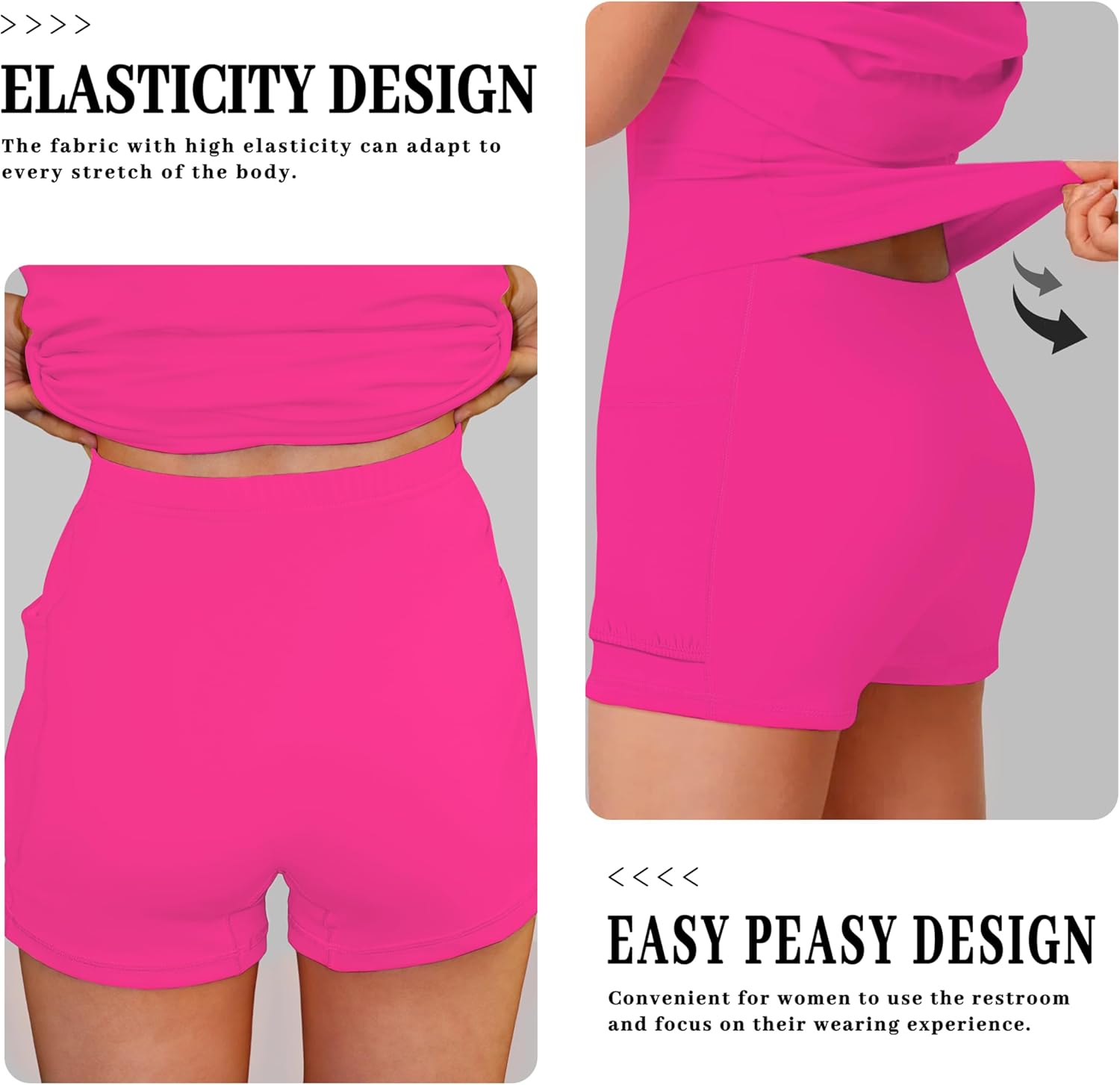 Womens Easy Pee Tennis Dress with Built in Shorts and Pockets - Workout Athletic Golf Dresses - Image 4