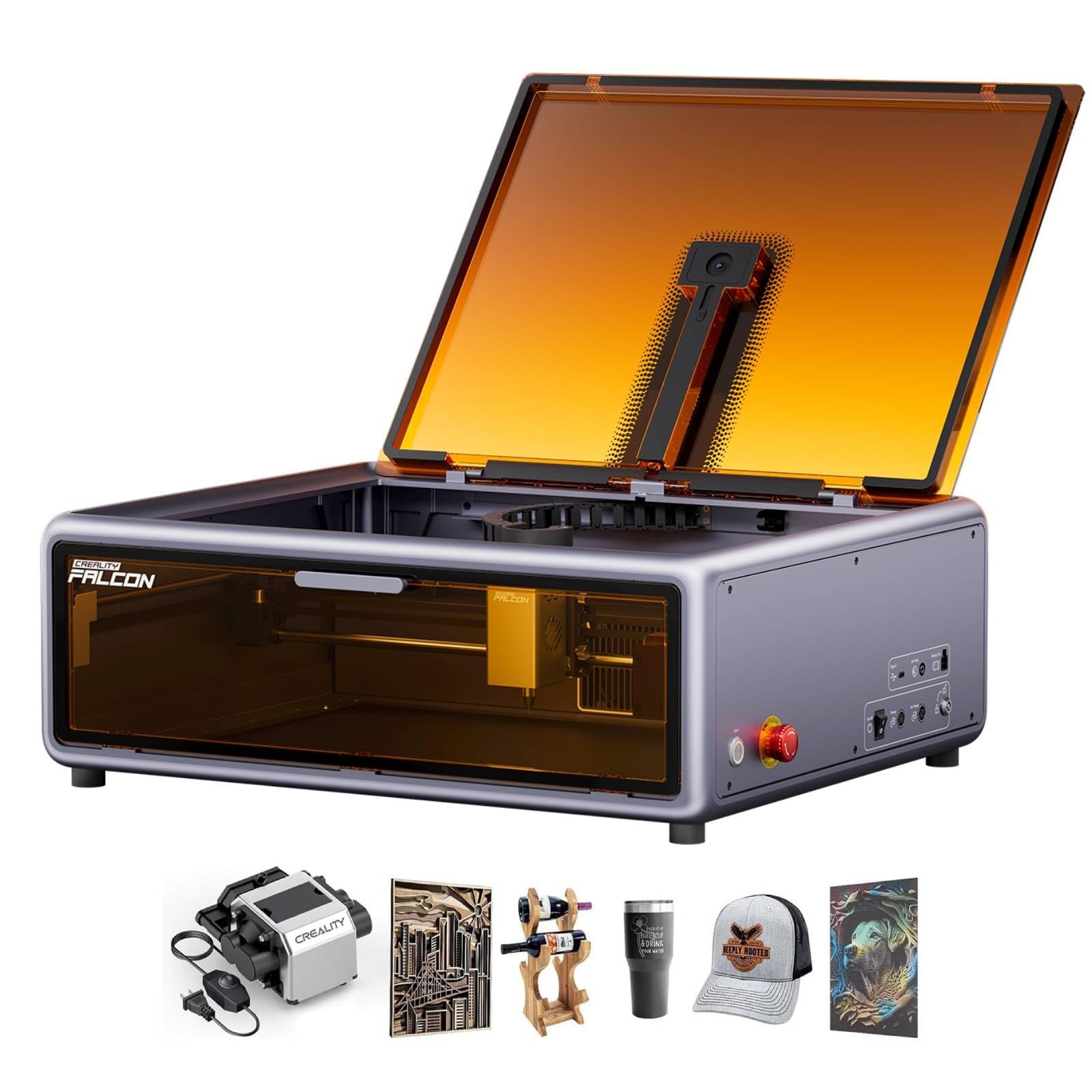 Creality Falcon A1 10W Kit de Gravure Laser, Découpeuse Laser Entièrement Fermée, Caméra Intelligente, 600mm/s, Zone de Travail 305 x 381mm, Idéal pour le Bois, le Métal et L'acrylique, pour Débutants