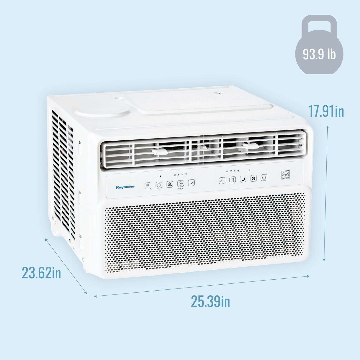 Keystone 18,000 BTU 230V Window Mounted Inverter Air Conditioner with Quiet, High Efficiency Operation and Remote, Window AC Unit for Apartment, Living Room, Bedroom, Large Rooms up to 1000-Sq. Ft.
