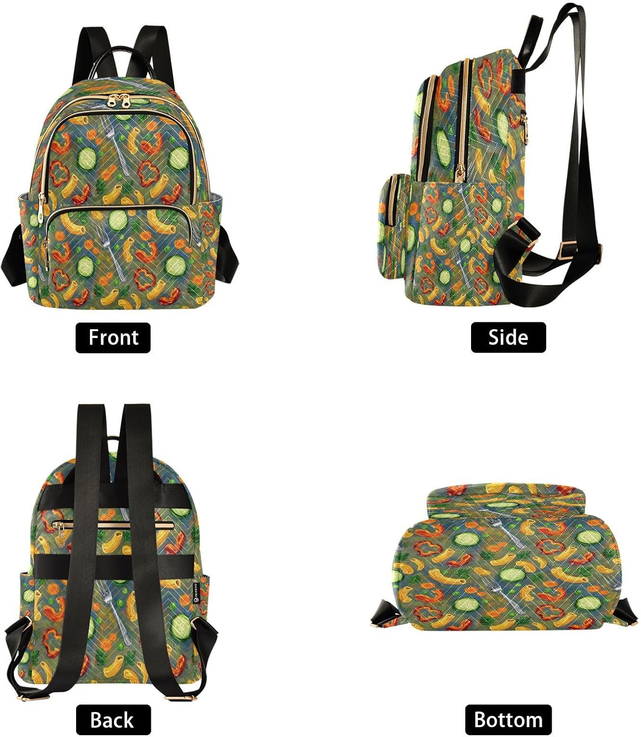 Vegetables Macaroni Fork Pattern Backpack Purse for Women Shoulder Bag Fashion Daypack Ladies Handbag Lightweight Travel Bag Rucksack