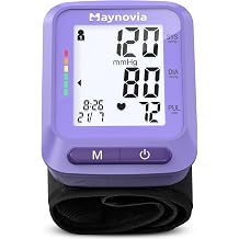 Wrist Blood Pressure Monitor, Backlit LCD, 5.3-8.5 in Cuff, Purple