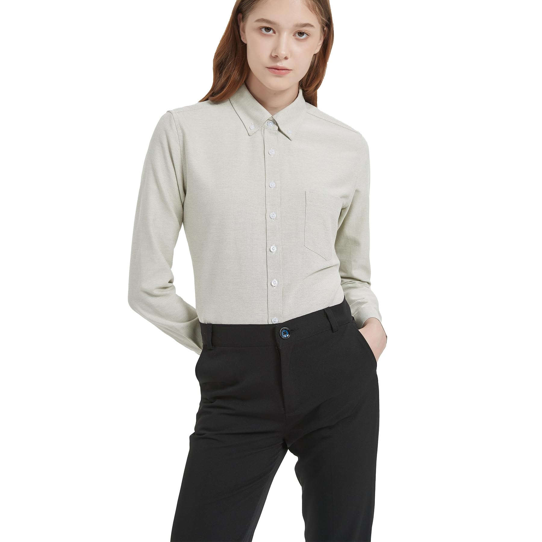 MGWDT Button Down Shirt Women Long Sleeve Blouse Oxford Shirt Classic-Fit Cotton Tops Wrinkle Resistant (2XS-3XL)
