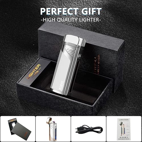 Miniatura 6 de Encendedor eléctrico de triple arco 2 en 1, abridor a prueba de viento, encendedor de plasma sin llama, encendedores USB recargables con indicador