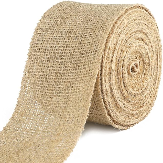 jijAcraft 10M Burlap Ribbon Jute Ribbon Roll Vintage Hessian Ribbon for Crafts/Wedding/Christmas Decorations Ribbon(8CM Width)