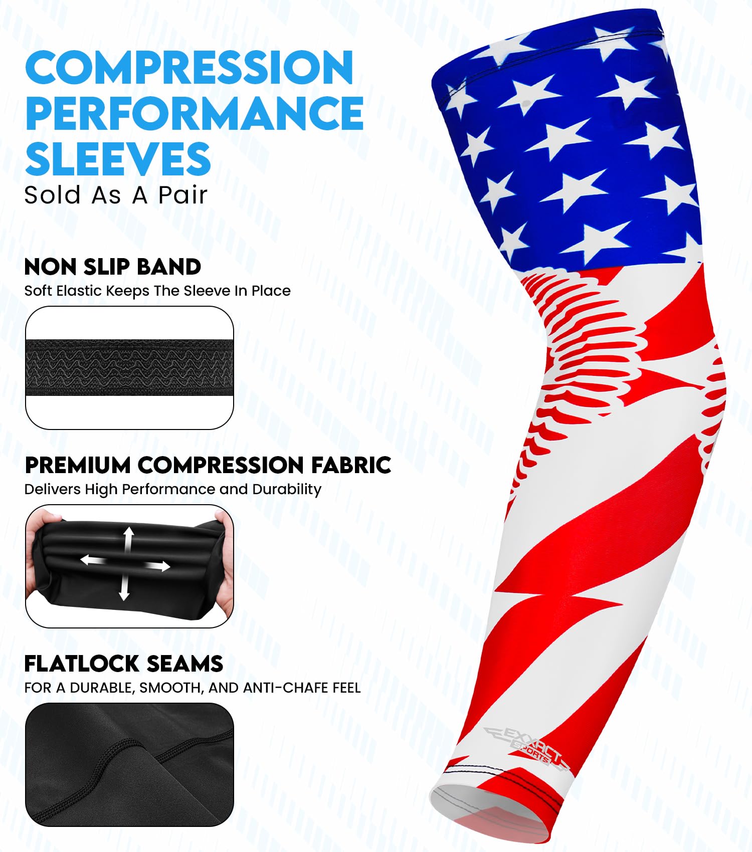 Exxact Sports Mangas de compresión para hombres, manga de brazo de béisbol para jóvenes y adultos, fútbol, baloncesto y deportes (1 par)