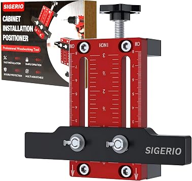 Cabinet Door Installation Positioner, Aluminum Alloy Cabinet Door Mounting Jig, Cabinet Hardware Jig, Adjustable Cabinet Door Positioning tool Compatible for Most Cabinet Doors