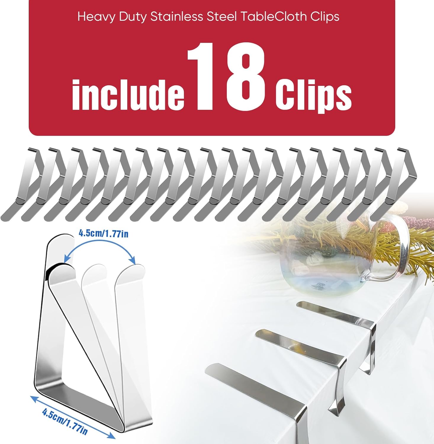 54in x 300Ft Aqua Plastic Table Cloth Roll with 18 Pcs Stainless Steel Clips, Disposable Table Cover Roll in A Cut-to-Size Box with Slide Cutter, Tablecloth for Parties, Birthdays, Picnics