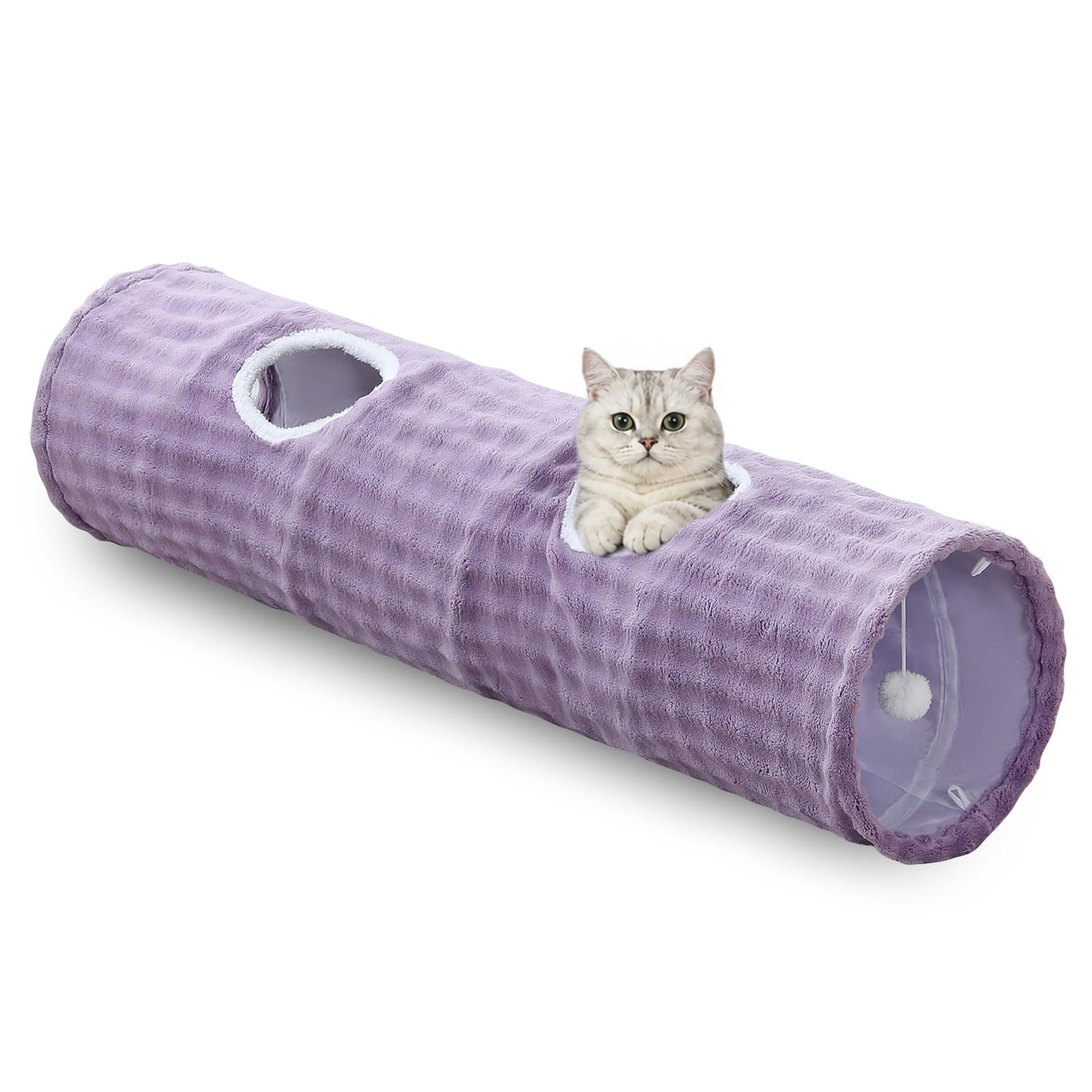 Straight Bubble Cat Tunnel for Indoor Cats 47"x12", Dusty Purple