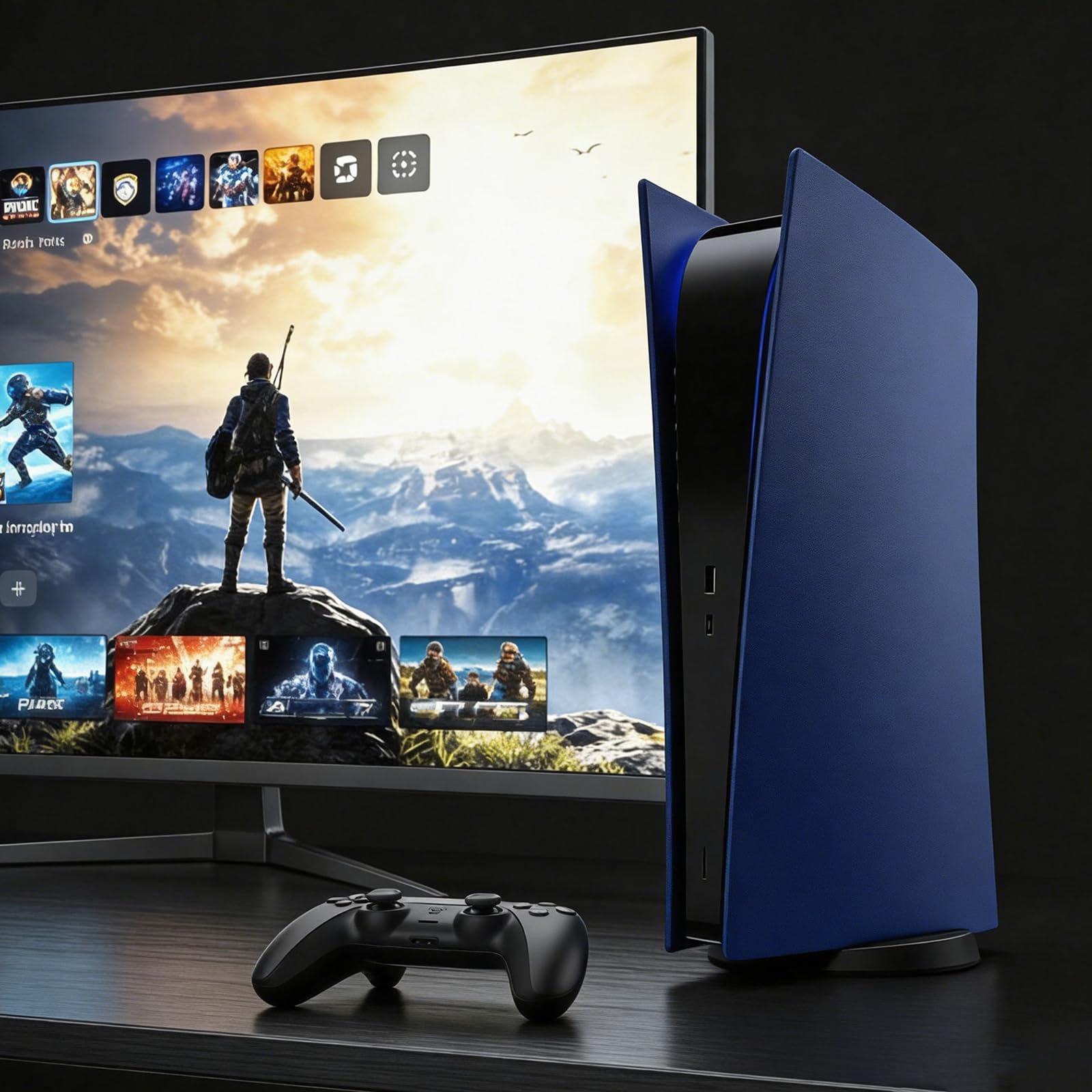 ArVin - Cover di ricambio per PS5, per console PS5, ABS antigraffio, antipolvere, accessori per Playstation 5, console di gioco digitale edizione digitale (blu)