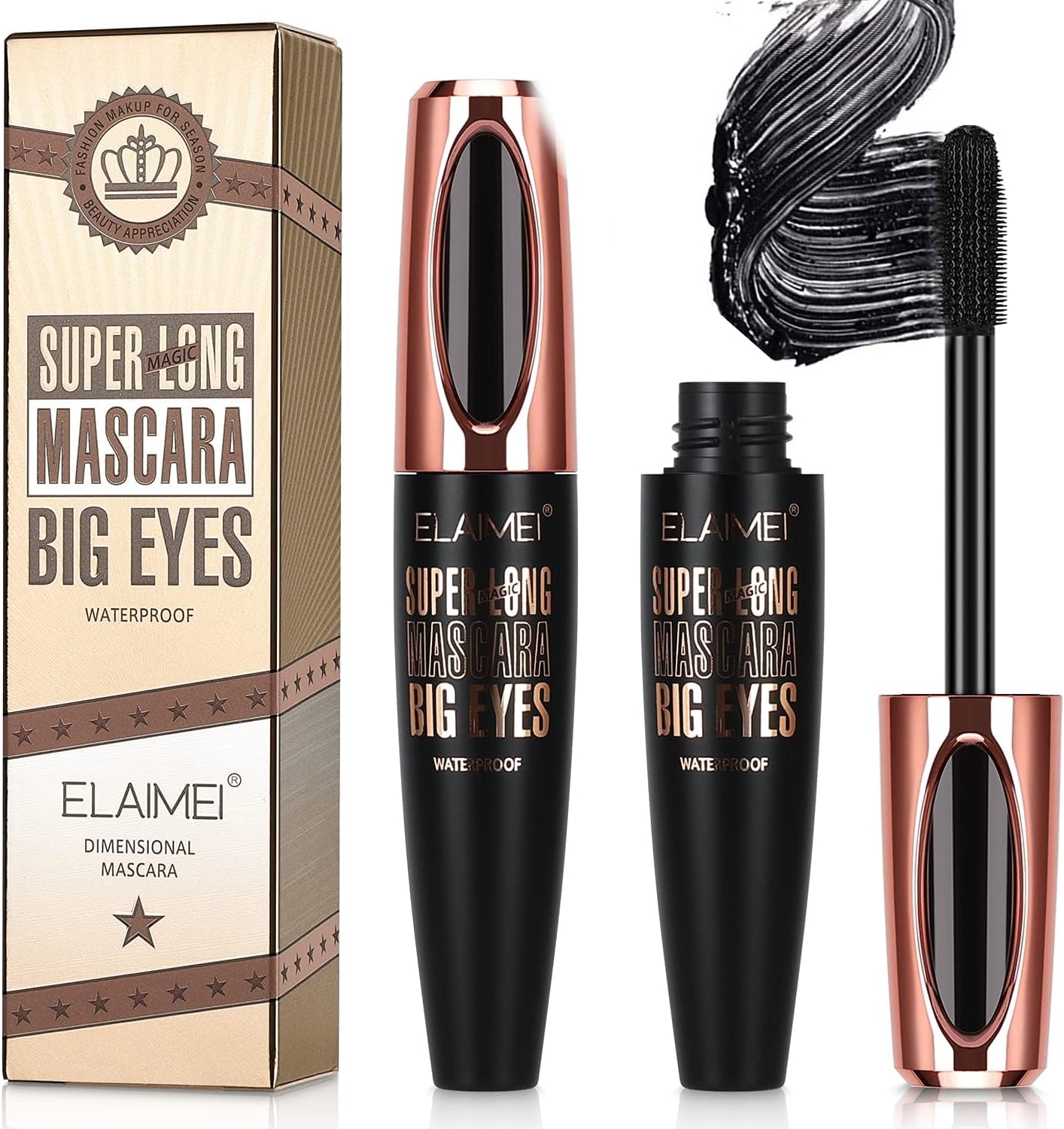 SKINOSM 4D Silk Fiber Lash Mascara Waterproof, Luxuriously Longer 4D Mascara, Waterproof Mascara, Adds Length, Depth & Glamour Effortlessly Long-Lasting