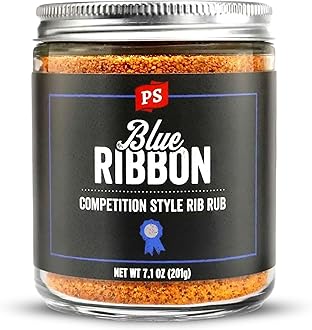 PS Seasoning Blue Ribbon Rib Rub - Sweet and Smoky Competition Style BBQ Seasoning for Smoking and Grilling - Kansas City Spice Blend and Dry BBQ Rub for Prime Rib, Steaks, Pork, Chicken, Beef Brisket