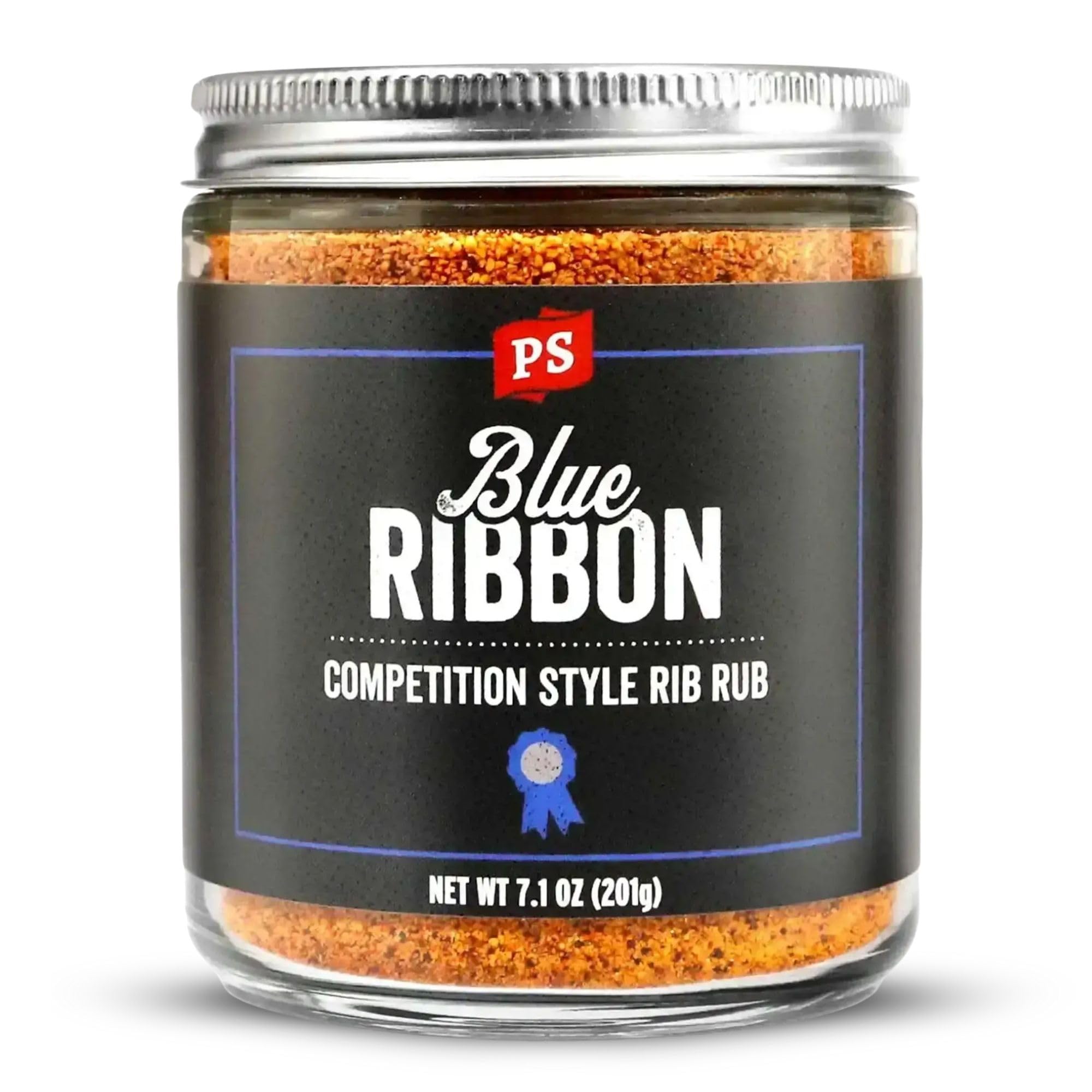 PS Seasoning Blue Ribbon Rib Rub - Sweet and Smoky Competition Style BBQ Seasoning for Smoking and Grilling - Kansas City Spice Blend and Dry BBQ Rub for Prime Rib, Steaks, Pork, Chicken, Beef Brisket