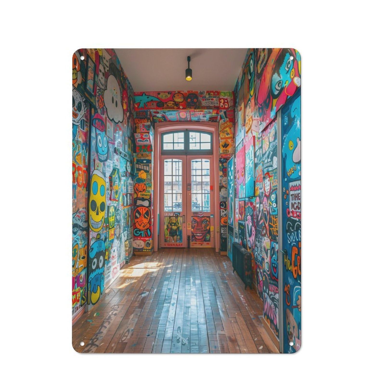 Junmoney Graffiti Oasis Metal Plaque 40X30cm With For Pub Or Café, Rustic Decor, For Pub Decor Enthusiasts