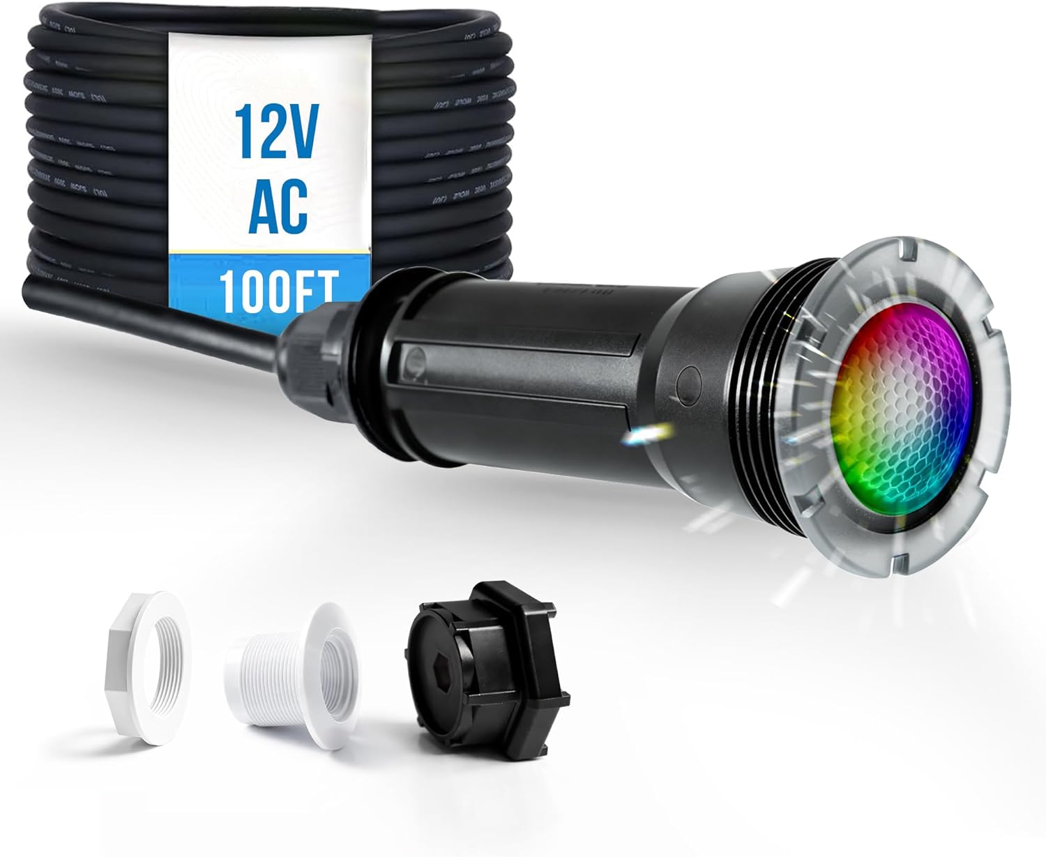 Pool Lights for Inground Pool, Direct Replacement for Pentair GloBrite, 1.5 Inch LED Color Inground Pool & Spa Light, IP68 Waterproof, AC12V, 100 ft Cord